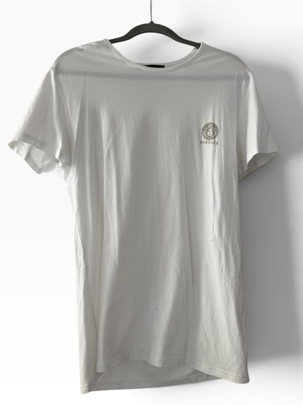 Versace White Short Sleeve Tee with Small Medusa Logo